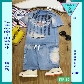Quần áo bé trai ( vải wash ) in chữ phong cách cá tính siêu cool ngầu cho bé diện đi chơi , du lịch