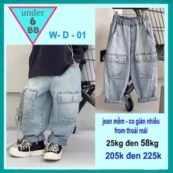 Quần jean dài bé trai túi hộp (25kg đến 58kg )(Mã :W-D-01)