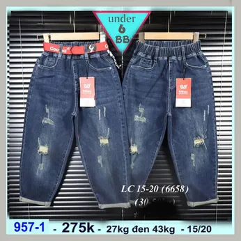 Quần jean dài bé trai (phom thụng) (27kg đến 43kg )(Mã :957-1 )