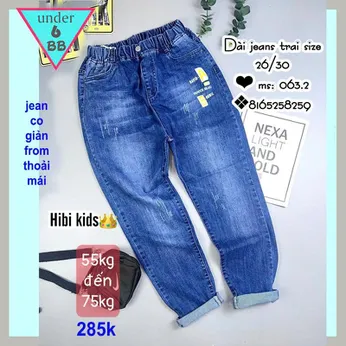 Quần jean dài bé trai ( HB 063.2 - 55kg đến 75kg )