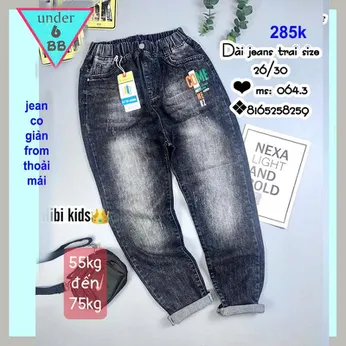 Quần jean dài bé trai ( HB 064.3 - 55kg đến 75kg )