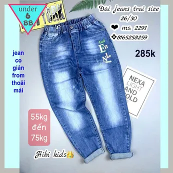 Quần jean dài bé trai ( HB 229.1 - 55kg đến 75kg )
