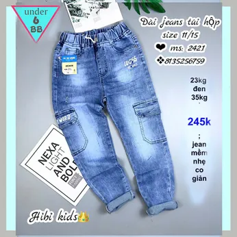 Quần jean dài bé trai túi hộp (23kg đến 35kg ) ( HB :242.1)