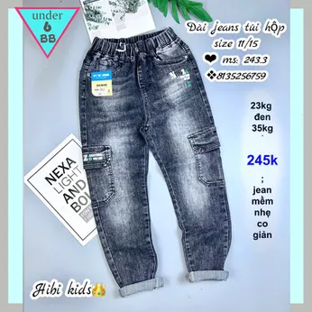 Quần jean dài bé trai túi hộp (23kg đến 35kg ) ( HB :243.2)