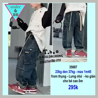 Quần jean dài bé trai ( Phom thụng )(23kg đến 37kg ) ( QC :35607)