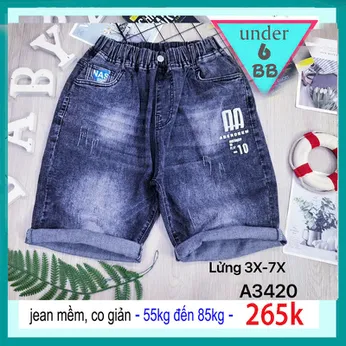 Quần jean ngắn bé trai ( 55kg đến 85kg )(HA : A3420)