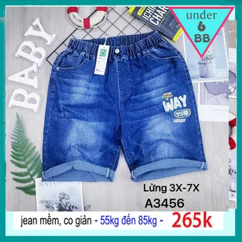 Quần jean ngắn bé trai ( 55kg đến 85kg )(HA : A3456)