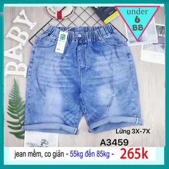 Quần jean ngắn bé trai ( 55kg đến 85kg )(HA : A3459)