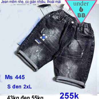 Quần jean ngắn bé trai co giãn ( 43kg đến 55kg )( TN 445)