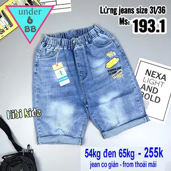 Quần jean ngắn bé trai co giãn size lớn (54kg đến 65kg ) ( HB 193.1)