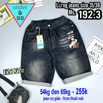 Quần jean ngắn bé trai co giãn size lớn (54kg đến 65kg ) ( HB 192.3)