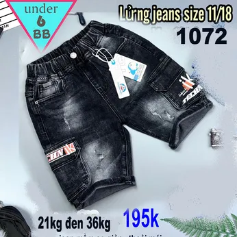 Quần jean ngắn bé trai co giãn ( 21kg đến 36kg )(TQ:1072)