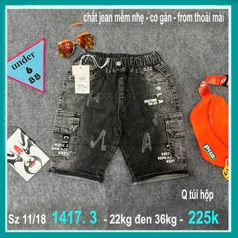 Quần jean ngắn bé trai túi hộp (22kg đến 36kg ) (QĐ : 1417-3 )