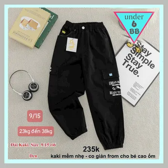 Quần kaki dài bé trai ( 23kg đến 38kg) túi hộp phong cách jogger dễ phối áo diện đi chơi , du lịch