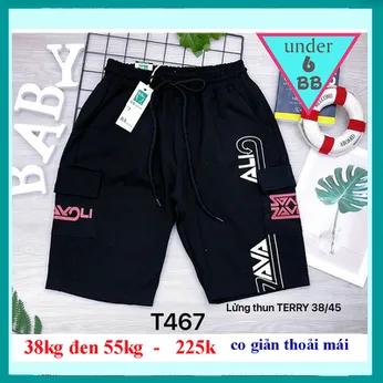 Quần thun ngắn bé trai (38kg đến 55kg ) ( Mã: T467)