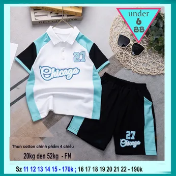 Set đồ bộ bé trai có cổ in chữ phong cách thời trang sang xịn cho bé đi chơi , đi du lịch