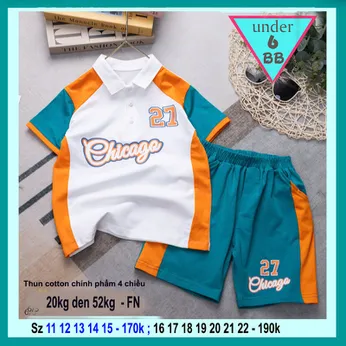 Set đồ bộ bé trai có cổ in chữ phong cách thời trang sang xịn cho bé đi chơi , đi du lịch