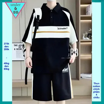 Set đồ bộ bé trai có cổ in chữ mang phong cách thời trang hàn quốc cá tính cho bé diện đi chơi , đi học