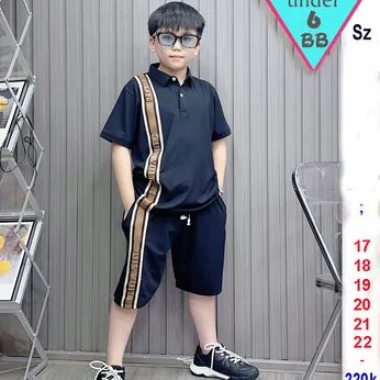 Set đồ bộ bé trai cổ trụ in họa tiết chữ nổi phong cách cá tính cho bé đi chơi , đi học 