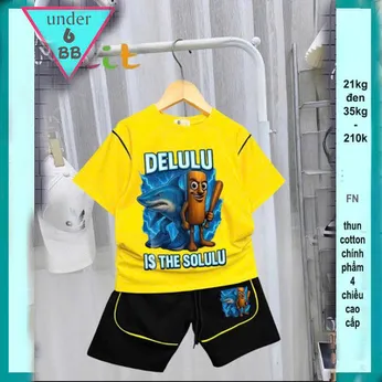 Set đồ bộ bé trai hoạt hình in hình Người Gỗ Delulu hotttrend cho bé diện đi chơi , du lịch