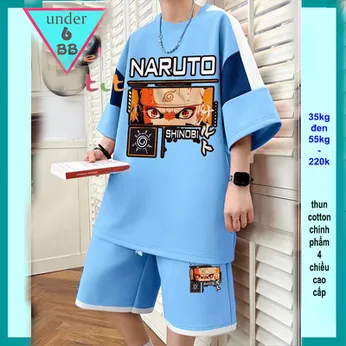 Set đồ bộ bé trai hoạt hình in họa tiết hình Naruto phong cách cá tính cho bé đi chơi , đi học 