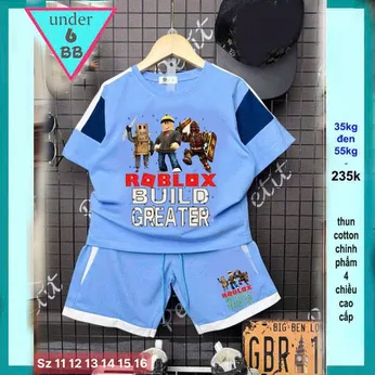 Set đồ bộ bé trai hoạt hình in hình Roblox phối màu cá tính cho bé diện đi chơi , đi học