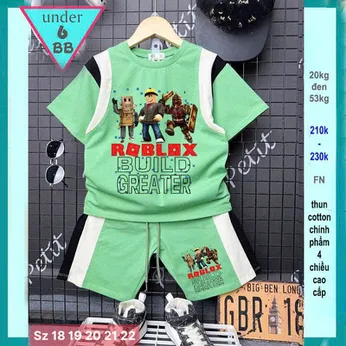 Set đồ bộ bé trai hoạt hình in hình Roblox phối màu cá tính cho bé diện đi chơi , đi học