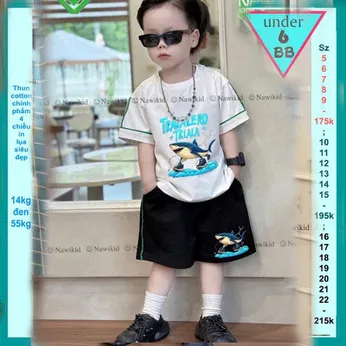 Set đồ bộ bé trai hoạt hình in hình Cá Mập - Tralalelo Tralala siêu hottrend phong cách cá tính cho bé diện đi chơi , đi học