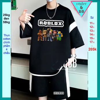 Set đồ bộ bé trai hoạt hình in họa tiết hình Roblox phong cách cá tính cho bé đi chơi , đi học