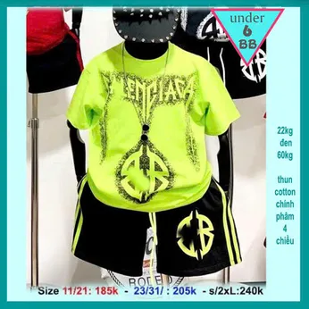 Set đồ bộ bé trai tay ngắn in chữ loang phong cách cá tính cho bé đi chơi , đi học