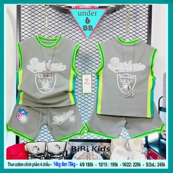 Set đồ bộ sát nách bé trai in chữ cổ áo bo dệt phong cách thời trang cá tính sang xịn cho bé đi chơi, du lịch