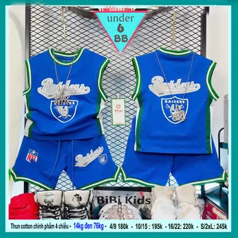 Set đồ bộ sát nách bé trai in chữ cổ áo bo dệt phong cách thời trang cá tính sang xịn cho bé đi chơi, du lịch