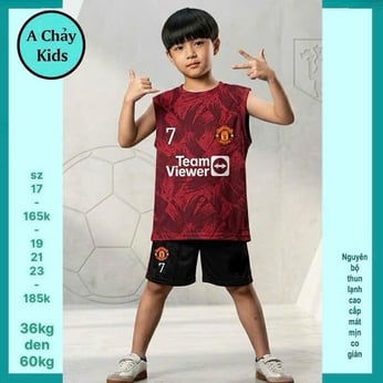 Đồ bộ bé trai thun lạnh sát nách in số 7 phong cách thể thao bóng đá cho bé đi chơi , đi học