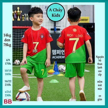 Đồ bộ bé trai thun lạnh thể thao in số 7 phong cách bóng đá cho bé diện đi chơi , đi học