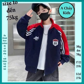 Áo khoác bé trai ( bomber ) in chữ phối sọc phong cách cá tính cho bé đi chơi , đi học