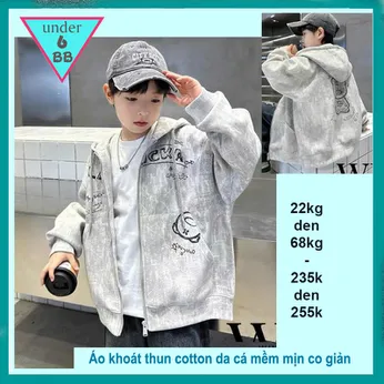 Áo Khoác bé trai in  Chú Gấu phong cách cá tính cho bé khoác nắng , giữ ấm