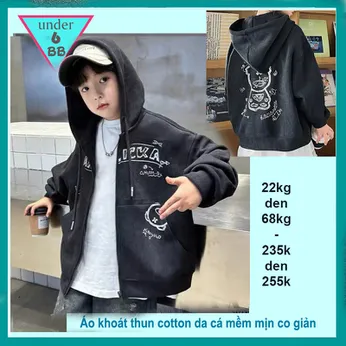 Áo Khoác bé trai in  Chú Gấu phong cách cá tính cho bé khoác nắng , giữ ấm