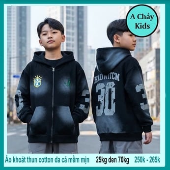 Áo Khoác bé trai in sau áo Số 30 cá tính cho bé khoác nắng , giữ ấm