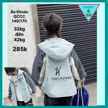 Áo khoác dù bé trai cao cấp in chữ ( xanh - 009 )
