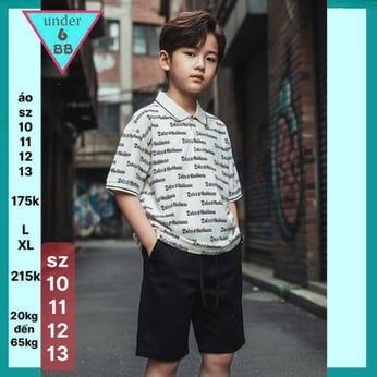 Áo thun cổ polo bé trai ( Trắng) in full chữ phong cách cá tính cho bé đi chơi ,  đi tiệc