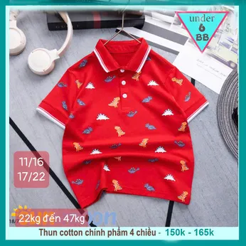 Áo polo bé trai in full hình khủng long siêu đáng yêu cho bé đi chơi , đi học