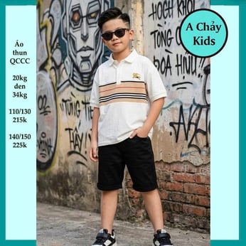 Áo polo bé trai in sọc ngang phong cách hàn quốc cá tính cực sang cho bé diện đi lễ , đi tiệc