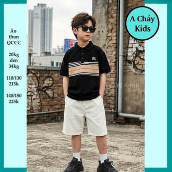Áo polo bé trai in sọc ngang phong cách hàn quốc cá tính cực sang cho bé diện đi lễ , đi tiệc