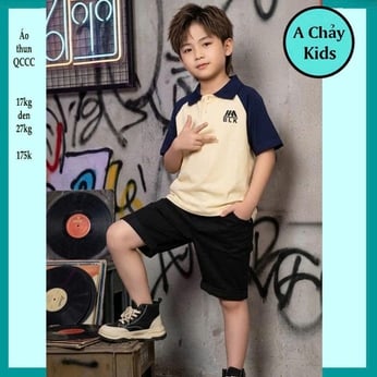 Áo polo bé trai in chữ HABLK phong cách cá tính cực sang cho bé diện đi lễ , đi tiệc