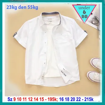 Áo sơ mi bé trai tay ngắn trắng trơn ( mã  : 001 )