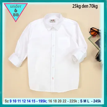 Áo sơ mi bé trai tay dài màu trắng trơn sang trọng cho bé đi chơi , đi tiệc