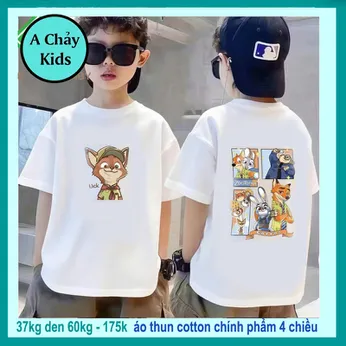 Áo thun bé trai cá tính in hình chú cáo cho bé diện đi chơi , đi học