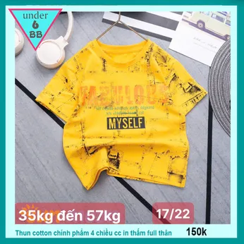 Áo thun bé trai cá tính in chữ phối màu loang phong cách cực ngầu cho bé diện đi chơi , du lịch