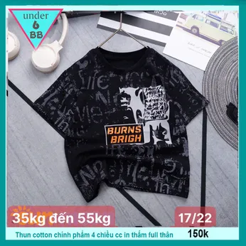 Áo thun bé trai cá tính in full chữ phong cách siêu ngầu cho bé diện đi chơi ,đi du lịch