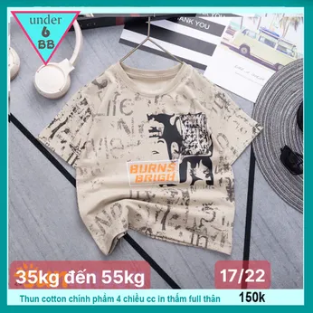 Áo thun bé trai cá tính in full chữ phong cách siêu ngầu cho bé diện đi chơi ,đi du lịch